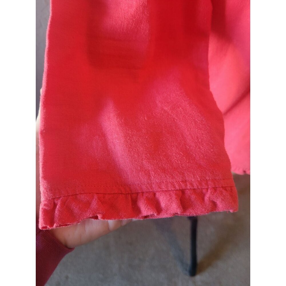 Pine Cove Red Linen 3/4 Sleeve Pearl Button Scallop Hem Line Size 12 City Chic - Picture 6 of 12